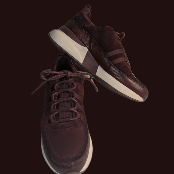 CARMELA Burgundy Leather Wedge Laced Trainer Size:9/ 40 M - Picture 5 of 11